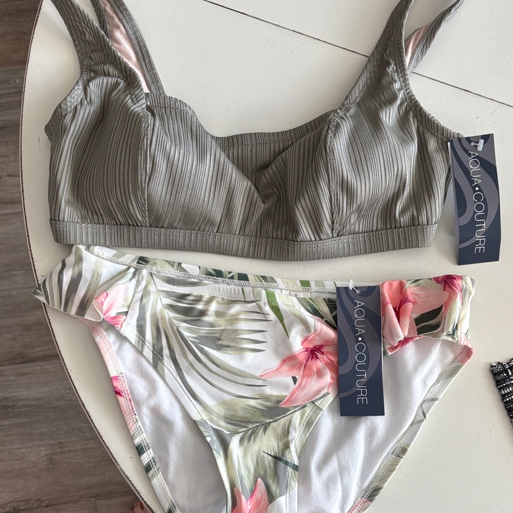 Olive and Floral Bikini Set